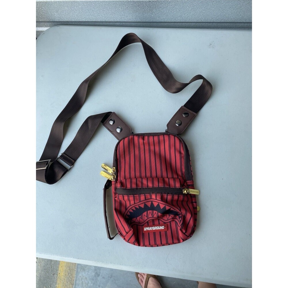 Sprayground Red Pinstripe Shark Teeth Crossbody Bag Shoulder Strap 910B1806NSZ